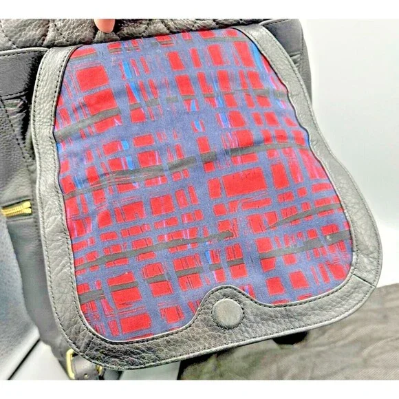 VERA BRADLEY Genuine Black Leather & Navy Denim Backpack - Perfect Condition - Picture 7 of 14